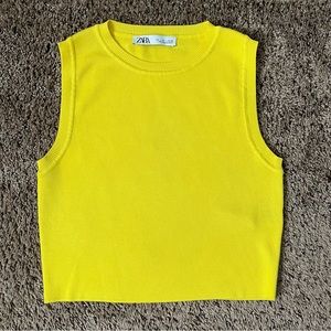 Zara Yellow Knit Crop Top